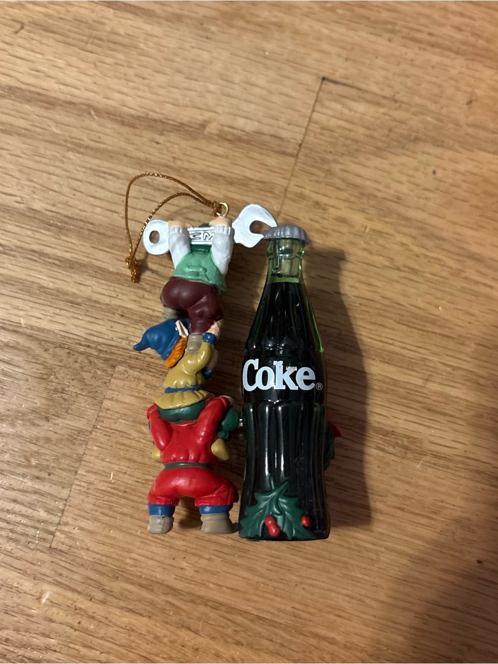 Coke Holiday Bottle Ornament Christmas Coca Cola Elf Stack